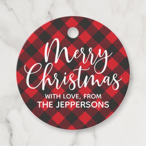 Merry Christmas Buffalo Plaid Favor Tags