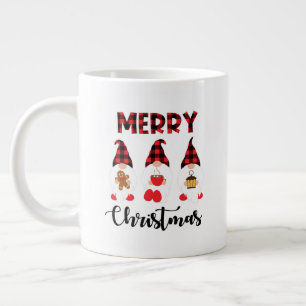 Merry Christmas- Buffalo Plaid Gnomes Giant Coffee Mug