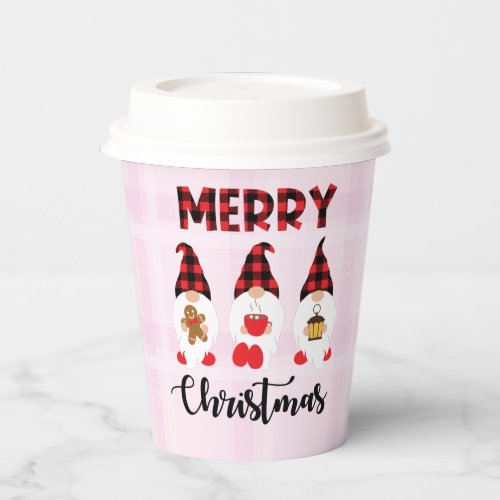 Merry Christmas_ Buffalo Plaid Gnomes Paper Cups