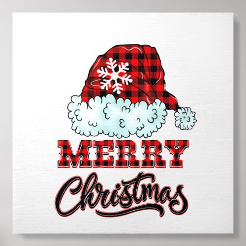 Merry Christmas Buffalo Plaid Hat Foam Core Photo Tile