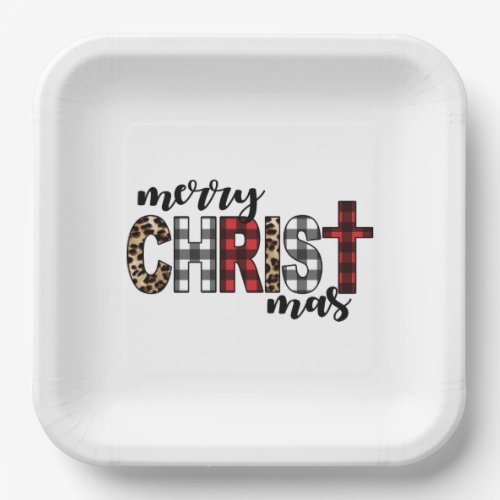 Merry CHRISTmas Buffalo Plaid Paper Plates