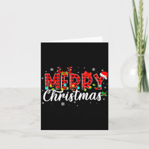 Merry Christmas Buffalo Plaid Red Santa Family Mat Card