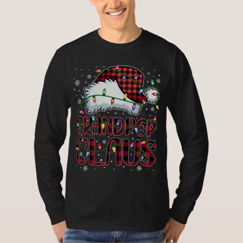 Merry Christmas Buffalo Plaid Red Santa Hat Grandp T_Shirt