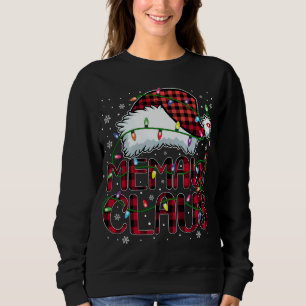 Merry Christmas Buffalo Plaid Red Santa Hat Memaw Sweatshirt