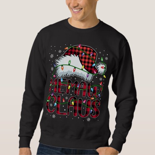 Merry Christmas Buffalo Plaid Red Santa Hat Memaw  Sweatshirt