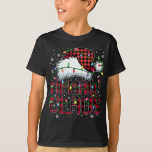 Merry Christmas Buffalo Plaid Red Santa Hat Memaw T-Shirt