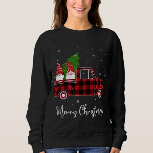 Merry Christmas Buffalo Plaid Red Truck Tree and G Sweatshirt