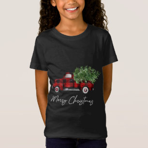 Merry Christmas Buffalo Plaid Red Truck Tree T-Shirt