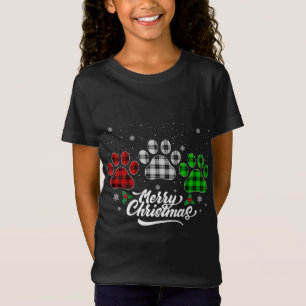 Merry Christmas Buffalo Plaid Red White Green Dog T-Shirt