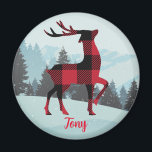 Merry Christmas Buffalo Plaid Reindeer And Trees Magnet<br><div class="desc">Merry Christmas,  Buffalo Plaid with Plaid Reindeer,  holly and berries,  snow,  and pine trees.
Customizable.

© Rosemarie Guieb</div>