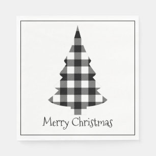 Merry Christmas Buffalo Plaid Rustic Christmas Napkins