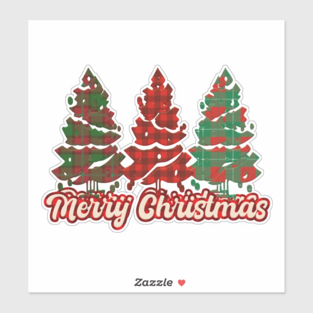 Merry Christmas Buffalo Plaid Trees-42019 Sticker (Sheet)