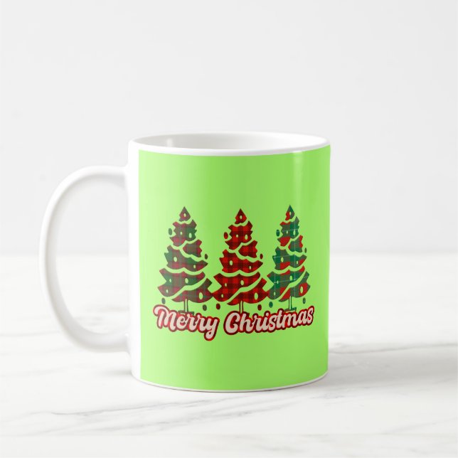 Merry Christmas Buffalo Plaid Trees Design-42019 Coffee Mug (Left)