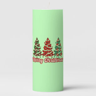 Merry Christmas Buffalo Plaid Trees Design-42019 Pillar Candle