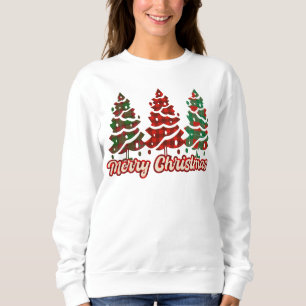 Merry Christmas - Buffalo Plaid Trees Design Sweatshirt