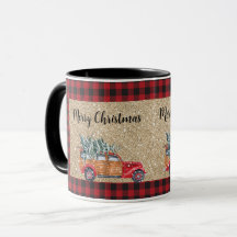 Merry Christmas Buffalo Plaid Vintage Truck Tree