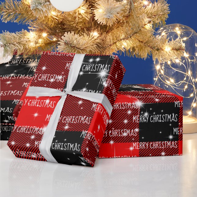 Merry Christmas Buffalo Plaid Wrapping Paper (Holidays)