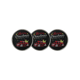 Merry Christmas Buffalo Truck Snowman Tree Red Pla Golf Ball Marker