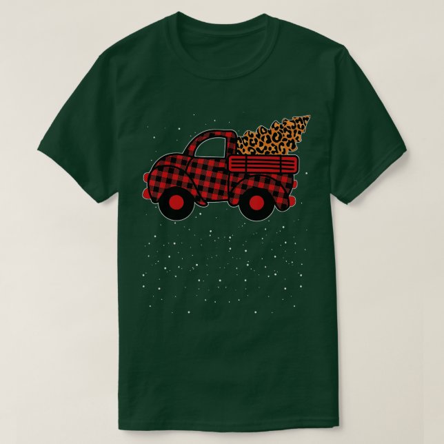 Merry Christmas Buffalo Truck Tree Red Plaid 1  T-Shirt (Design Front)