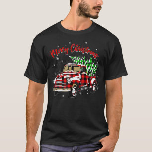 Merry Christmas Buffalo Truck Tree Red Plaid Famil T-Shirt