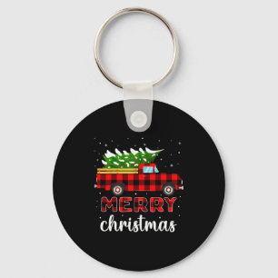 Merry Christmas Buffalo Truck Tree Red Plaid For M Keychain