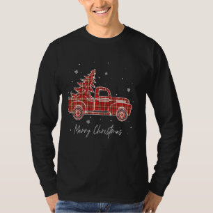 Merry Christmas Buffalo Truck Tree Red Plaid For M T-Shirt