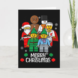 Merry Christmas Building Bricks Santa Elf Snowman Card