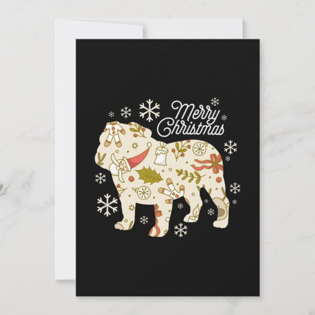 Merry Christmas Bulldog Lover Note Card (Front)