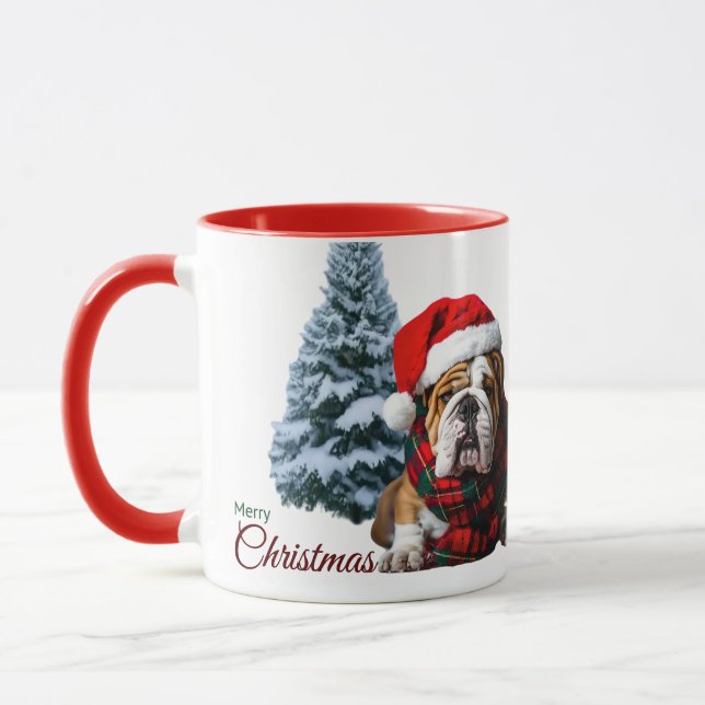 Merry Christmas Bulldog Mug (Left)