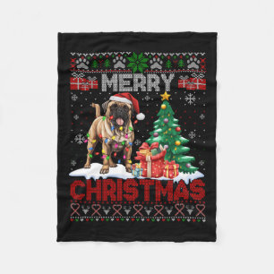 Merry Christmas Bullmastiff Lovers Family Ugly Xma Fleece Blanket