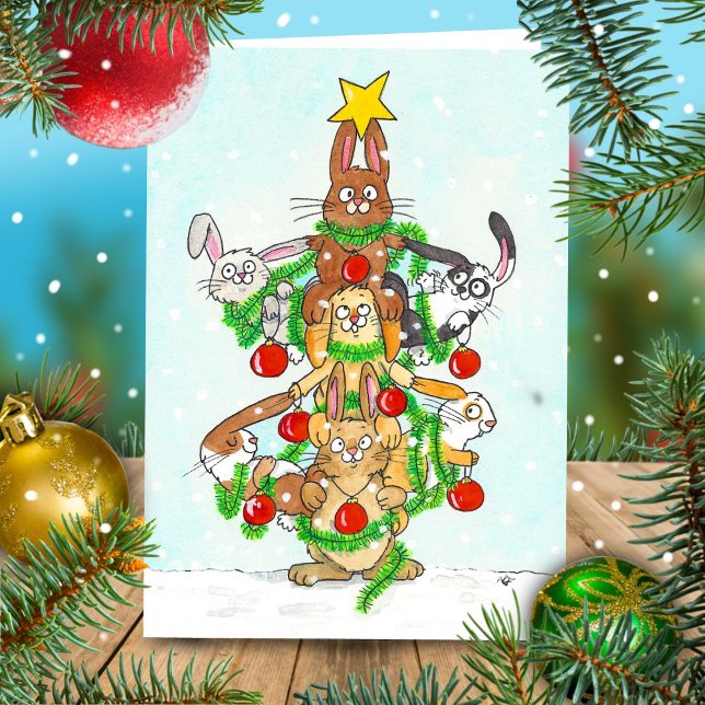 Merry Christmas Bunnies Holiday Card (Creator Uploaded)
