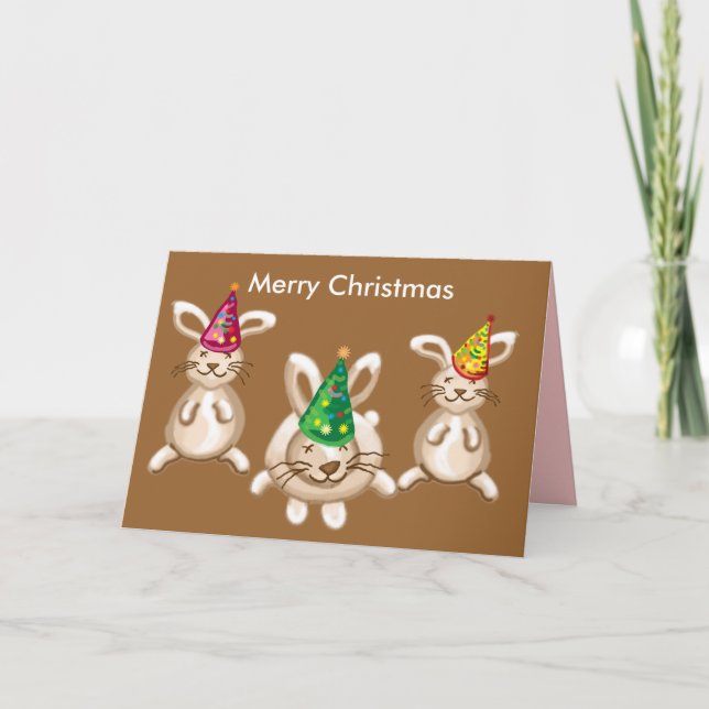 Merry Christmas bunnies Holiday Card (Front)