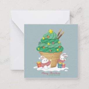 Merry Christmas: Bunnies & Ice Cream Note Card