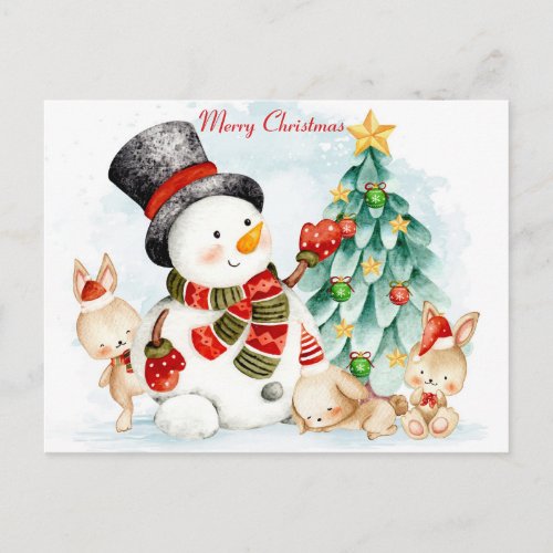 Merry Christmas Bunnies Postcard