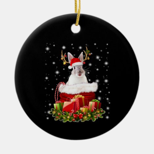 Merry Christmas Bunny Gift For Bunny Lover Ceramic Ornament