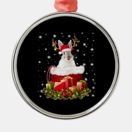 Merry Christmas Bunny Gift For Bunny Lover Metal Ornament