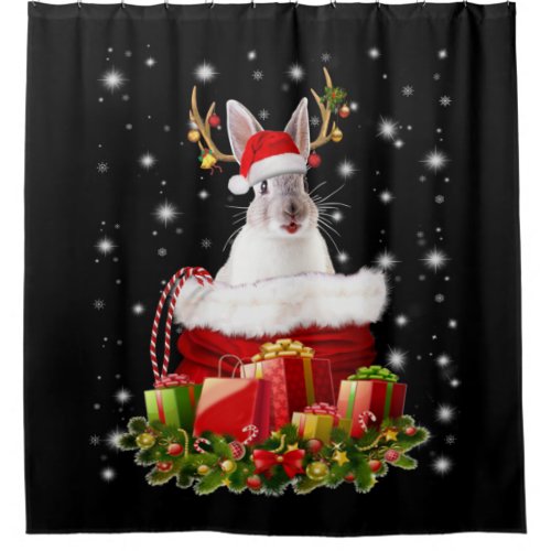 Merry Christmas Bunny Gift For Bunny Lover Shower Curtain
