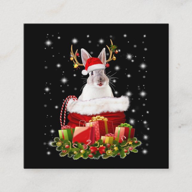 Merry Christmas Bunny Gift For Bunny Lover Square Business Card (Front)