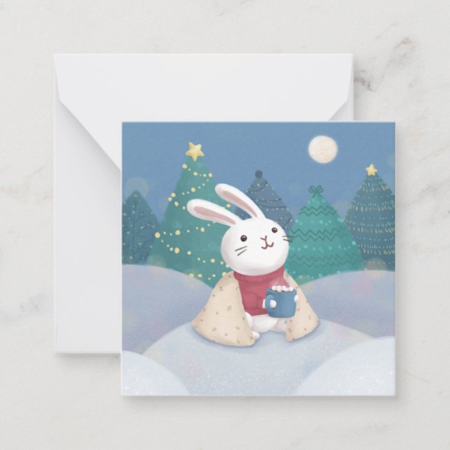 Merry Christmas: Bunny Illustration Note Card (Front)