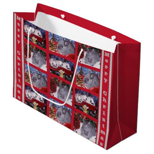 Merry Christmas Bunny Rabbit Picture Collage Large Gift Bag