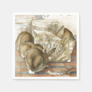 Merry Christmas Bunny Rabbits Paper Napkins
