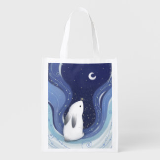 Merry Christmas: Bunny, the Moon & Stars Grocery Bag