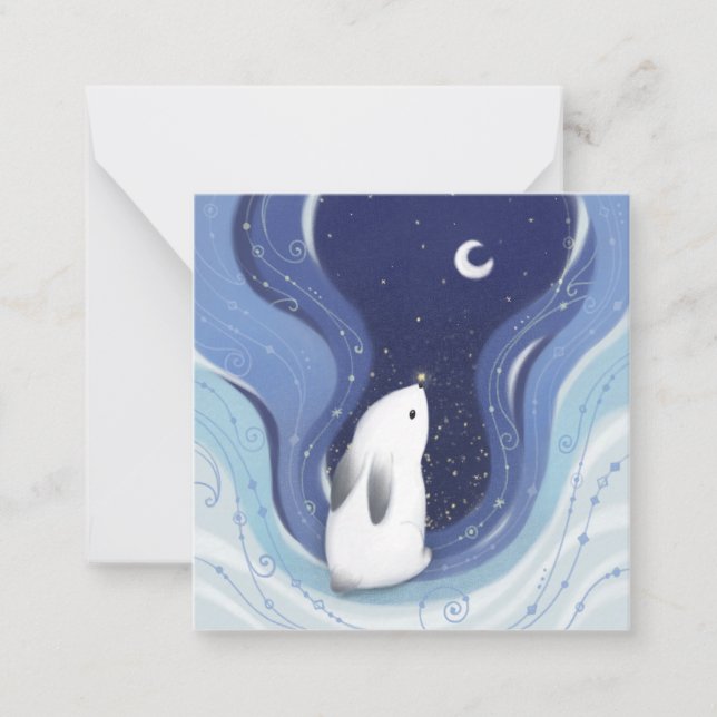 Merry Christmas: Bunny, the Moon & Stars Note Card (Front)