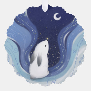 Merry Christmas: Bunny, the Moon & Stars Ornament Card