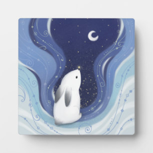 Merry Christmas: Bunny, the Moon & Stars Plaque