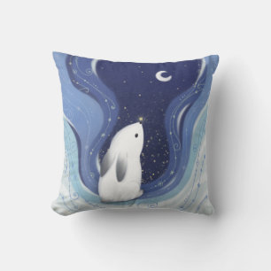 Merry Christmas: Bunny, the Moon & Stars Throw Pillow
