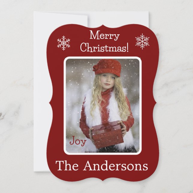 Merry Christmas Burgundy Add Photo Holiday (Front)