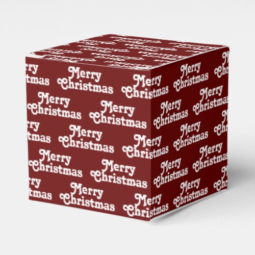 Merry Christmas burgundy maroon typography pattern Favor Boxes
