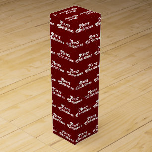 "Merry Christmas" burgundy maroon white Holiday Wine Box