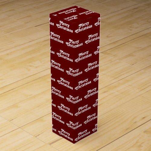 Merry Christmas burgundy maroon white Holiday Wine Box